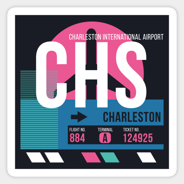 Charleston (CHS) Airport // Sunset Baggage Tag Sticker by Now Boarding